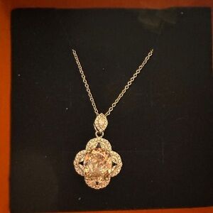 Elegant 14k plated Necklace with Pink clover Pendant